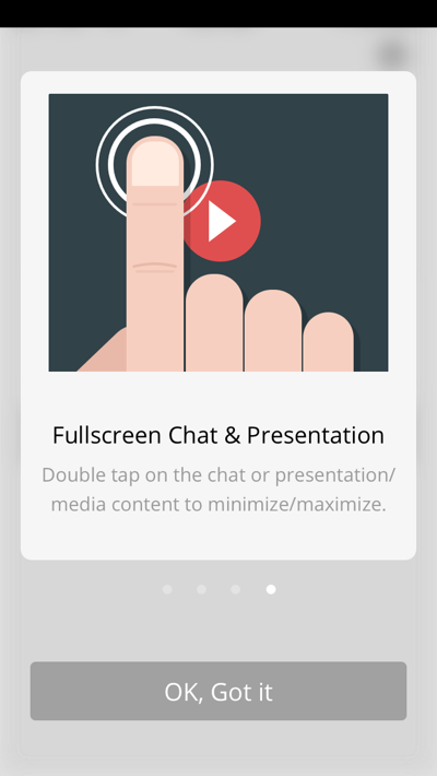 ftue fullscreen chat and presentation