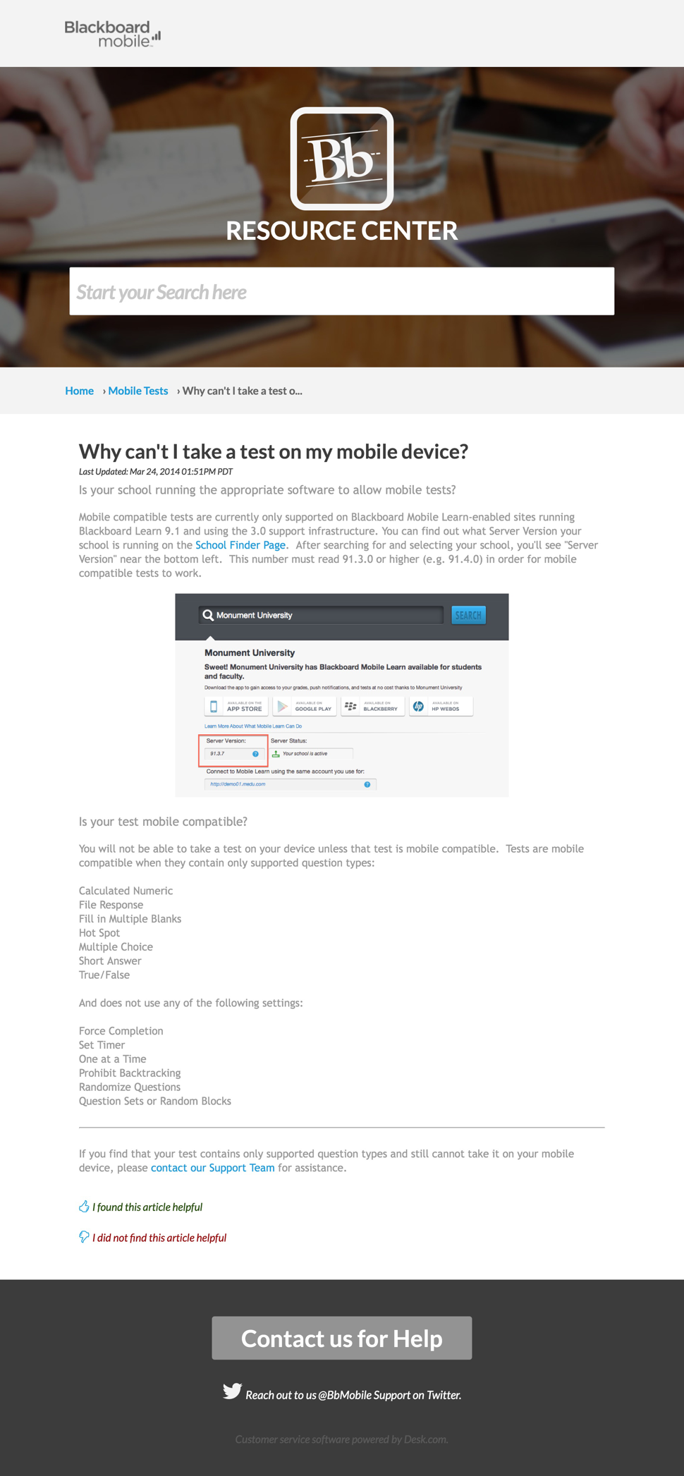 mobile learn helpdesk help article
