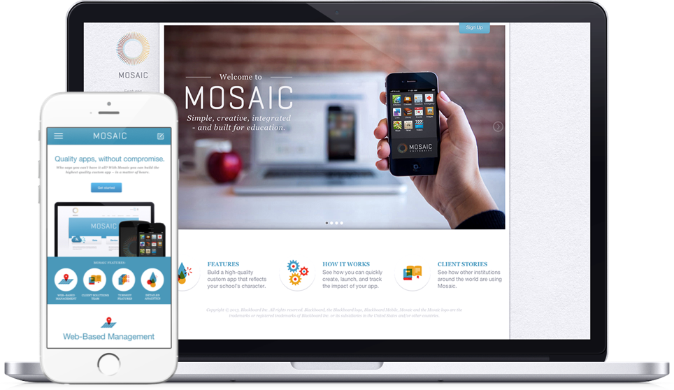 mosaic website on web and mobile