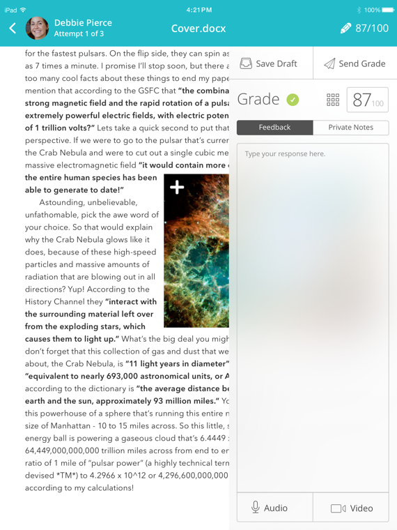 grader app grade grading assignment panel