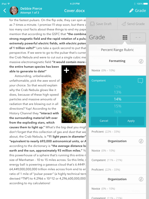 grader app grading with rubric