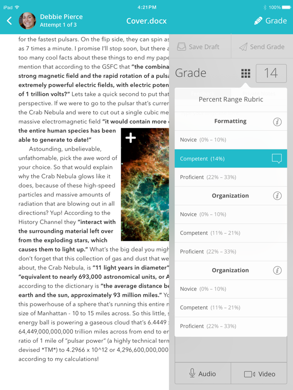 grader app grading with rubric